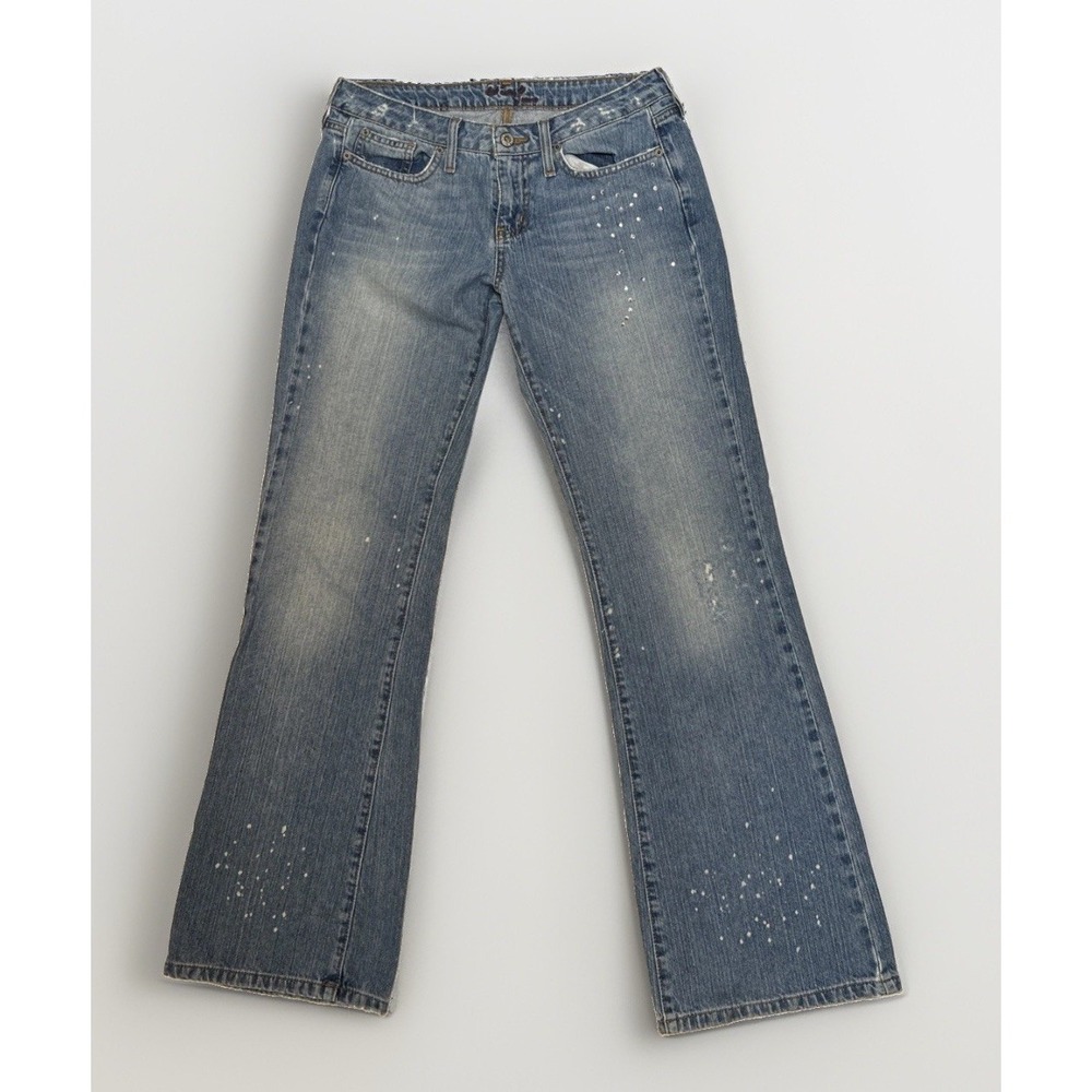 Hint Jeans Mid Rise Bedazzled Distressed Jeans Straight Leg Size 9